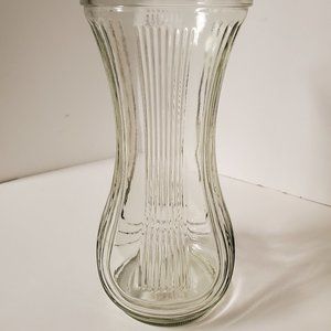 Vintage Hoosier 9 3/4" Vase Clear Glass Ribbed Swirl Design